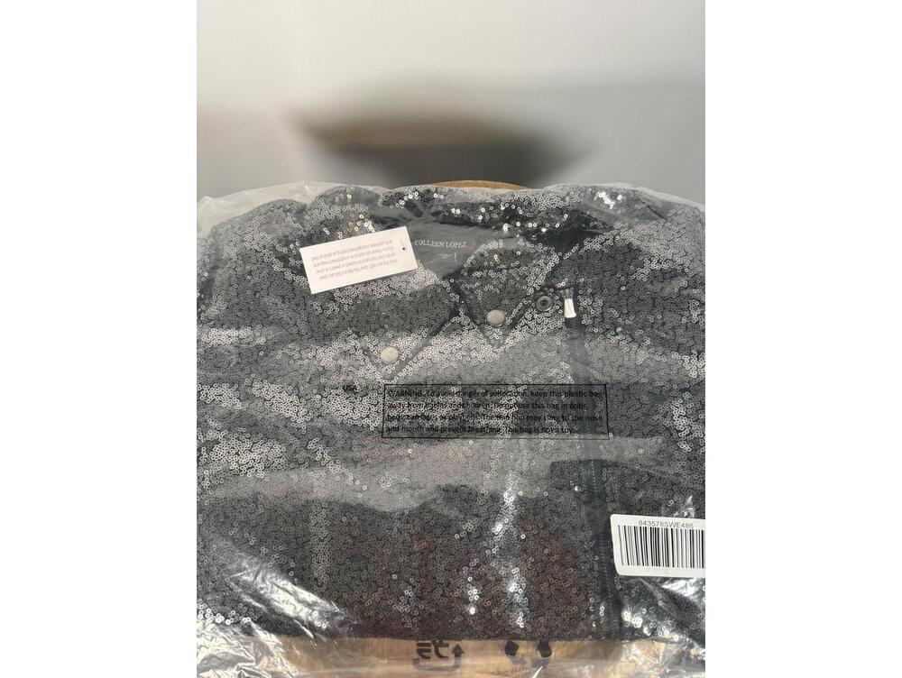 NWT Colleen Lopez Gunmetal Sequin Moto Jacket Sparkly Evening Blazer Size 3X - Picture 3 of 4